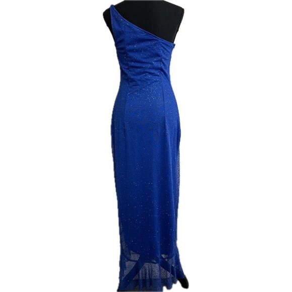 Y2K JESSICA McCLINTOCK Gunne Sax Maxi one shoulder blue ruffle front dress Small - Picture 7 of 7